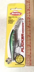 Berkley FLICKER MINNOW Size 7 Rattle Lure 1/4oz 3” SLICK GREEN ALEWIFE Plug NEW - Picture 1 of 6