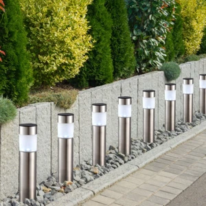 Juego de 8 LED Lámpara de Camino Solar Lámpara Enchufable Exterior Lámpara de Jardín Lámpara Solar Plata - Imagen 1 de 12