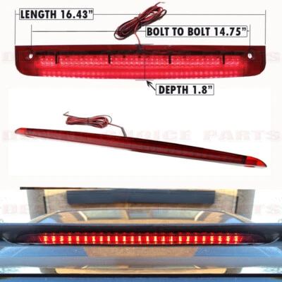 Alerón trasero de 16,43" de longitud 2 orificios de repuesto LED rojo tercera luz de freno Foto 1 de 2