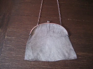 elegante Jugendstil Abendtasche Kettentasche Silbertasche Tasche Kettengeflecht - Picture 1 of 4