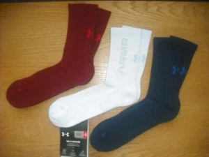 Mens NWT UNDER ARMOUR Mid-Crew Socks BIG & TALL 3prs UA 3-MAKER Anti-Odor Sz:XL - Picture 1 of 4