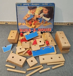 Vintage Woodkrafter Kits Build A House Blocks Young Designer Series 41 Pieces - Picture 1 of 11