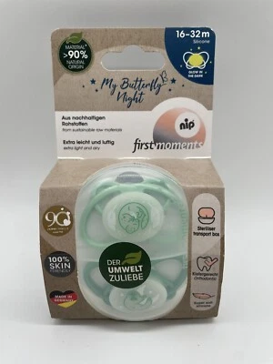 Silikon Schnuller Nip "My butterfly NIGHT"+ Etui (16-32Monate, 2 Stück) hellgrün - Bild 1 von 2