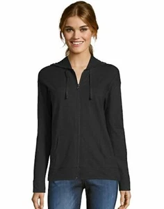 Hanes Women's Hoodie Lightweight Pockets Slub Jersey Full Zip Sweatshirt Casual - Picture 1 of 46