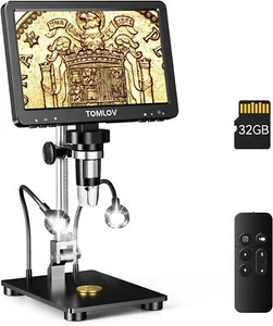 TOMLOV DM9 Pro HDMI Digital Microscope 1200X Magnifier 7" IPS Screen 10LED Light - Picture 1 of 10