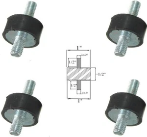 4 Rubber Vibration Isolator Mounts (1" Dia x 1/2'' Thk) 1/4-20 x 1/2" Long Stud - Picture 1 of 1