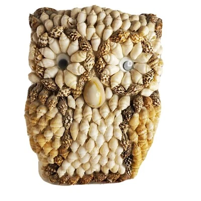 Sea Shell Owl Figurine Art Handmade Beach Coastal Decor Nautical VTG - Image 1 of 4