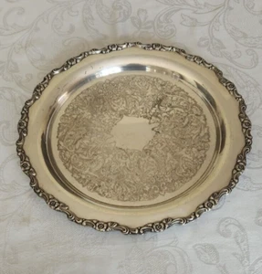Vintage ONEIDA USA Silver Plated Ornate Design 15” Round Serving Tray Platter - Picture 1 of 6