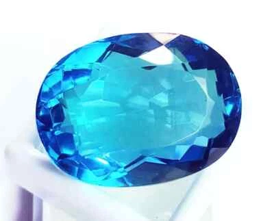 Loose Gemstone Pendant Size Teal Blue Topaz Oval Shape 63.45 Ct Certified - Image 1 of 4