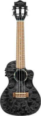 Lanikai QM-BKCEC Black Quilted Maple Cutaway Electric Acoustic Concert Ukulele - Image 1 of 4