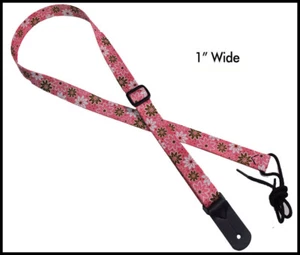 Legacystraps Mandolin Strap Ukulele Strap Pink Daisy Design - Picture 1 of 3