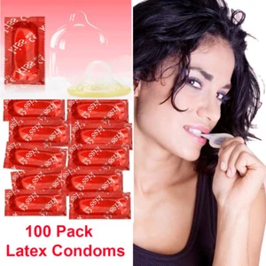 100 PACK Condoms Ultra Thin Lubricated Bulk For Men Extended Pleasure Sex Time - Picture 1 of 13