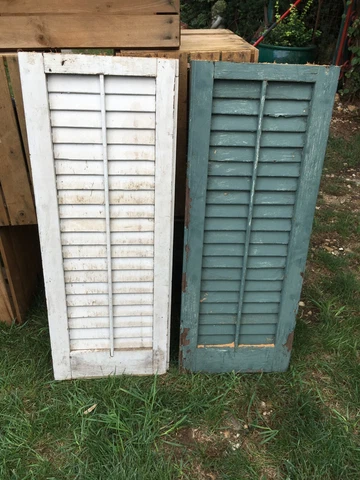 Vtg Pair of Wood  Door,  Shutter Architectural Salvage Wall Art Panels 14in x 37 Cover