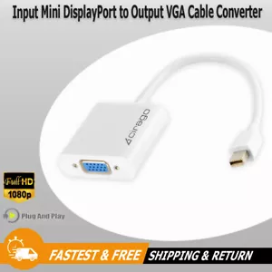 Cirago Mini Display Port mDP to VGA 1080P Video Converter Cable Adapter - White - Picture 1 of 7