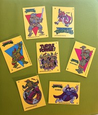 Lot of 7 Vintage 1989 & 1991 TMNT Teenage Mutant Ninja Turtles Stickers Cards