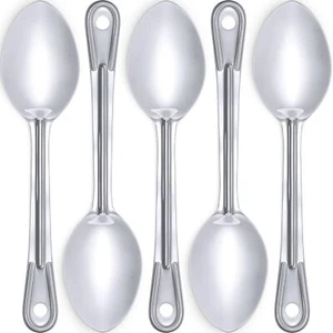 Super Strong, Ergonomic 11 in Serving Spoon 5 Pk. Big, Solid Stainless Steel ... - Picture 1 of 8
