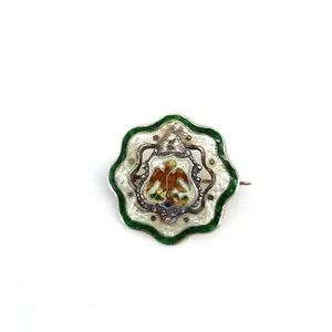 Spilla cappello stemma smaltato guilloché antico sterling firmata stemma - Foto 1 di 5