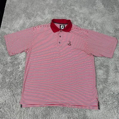 FootJoy Prodry Lisle Para Hombres Polo Grande Rojo Rayas Manga Corta Golf Elastizado Foto 1 de 4