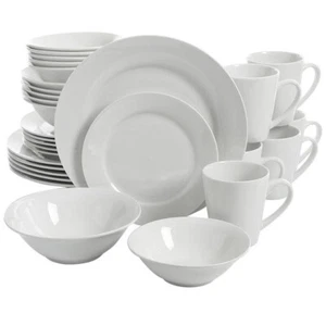 Gibson Home Noble Court 30 Piece Ceramic Dinnerware Set in White - Picture 1 of 3