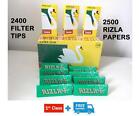 New 2500 Rizla Green Rolling Papers And 2400 Swan Extra Slim Filter Tips Original