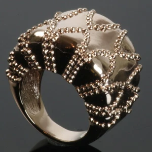 FASHION STATEMENT COCKTAIL LARGE ROUND RING 18K ROSE GOLD PLATED US SIZE 8 - Picture 1 of 1