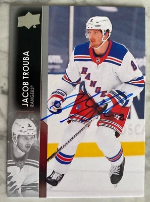 Jacob Trouba Signed Autographed New York Rangers Upper Deck Card And COA - Image 1 of 2