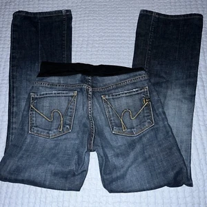 7 For All Mankind Boot Cut Maternity Jeans Sz 27 Womens Dark Wash GUC 28x28 - Picture 1 of 5