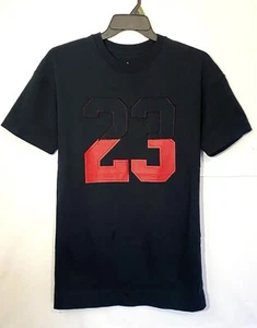 Air Jordan NBA Retro Chicago Bulls 23 T-Shirt Size Small Black Red Heavyweight - Picture 1 of 9