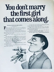 Anuncio impreso vintage del Cigar Institute of America 1968 14x11" decoración tema tabaco - Imagen 1 de 1