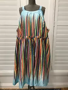 Modcloth blue rainbow vintage retro style dress halter neck size 4x plus size - Picture 1 of 10