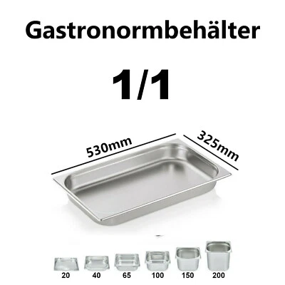 1/1 Gastronormbehälter GN Behälter verschiedene tiefen 1/1 20 40 65 100 150 200
