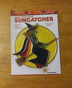 Vintage New Design Plastic Stained Glass Witch Sun catcher Halloween - Picture 1 of 2