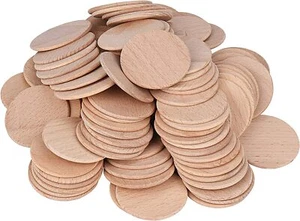 100Pcs Wood Slices Unfinished Round Discs DIY Wooden Circles 30mm/1.18inch - Picture 1 of 3