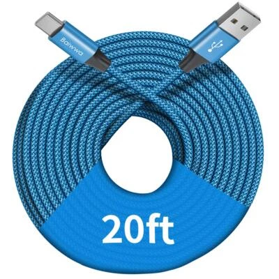 Cable de carga USB C extralargo de 20 pies para teléfono inteligente y tableta - Image 1 of 4