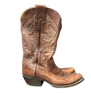 Olathe Women Boots 6B Cowboy Western Tall Brown Leather Vintage Handmade in USA - Picture 1 of 14