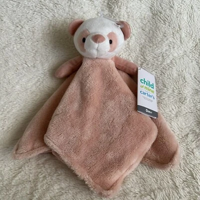 NUEVO CON ETIQUETAS Carters Melocotón Blanco Panda Bebé Lovey Manta de Seguridad Peluche #68197 2021 Foto 1 de 4