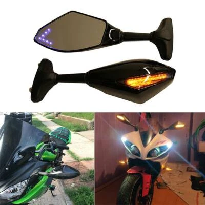 Espejos retrovisores LED para motocicleta Kawasaki Ninja ZX7R ZX9R ZX10R ZX11 ZX14 Foto 1 de 4