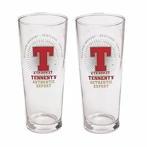 TENDENT'S LAGER EXPORT 2 vasos de cerveza de media pinta 300 ml hombre cueva ESCOCESA - Imagen 1 de 2