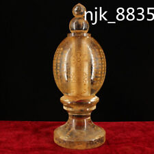 8.4 "Old Chinese crystal manual carving Jackfruit Heart Sutra Relic pagoda 