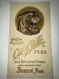 HTF 1912 1913 Otto J. Piehler FURS Inc Embossed Lg Trade Card Boston Mass Vtg - Picture 1 of 7