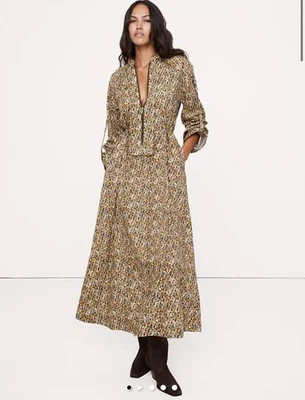 Maxi Vestido Banana Republic Algodón Utilitario Cremallera Nuevo con Etiquetas XXL Verde Camuflaje Plumas $200 Foto 1 de 4