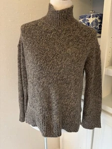 Theory Sweater, Size Small, 100% Cashmere, Brown Black Knit, Mock Neck - Picture 1 of 11