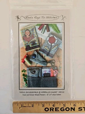 Reets' Rags to Stitches MINI SCISSORS & NEEDLE CASE Applique Sewing Set Pattern - Image 1 of 4