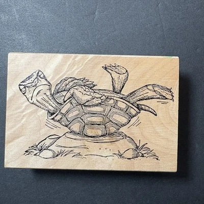 Impresiones artísticas tortuga en la espalda loco frustrado divertido sello de goma L1603 Foto 1 de 4