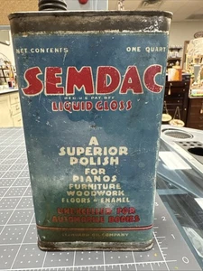 Vtg SEMDAC Quart Standard Oil Co Car Auto Liquid Gloss Advertising Can - Picture 1 of 7