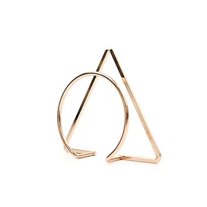 4 Gold Circle Triangle Geometric Metal Napkin Rings Party Events Decorations - Picture 1 of 9