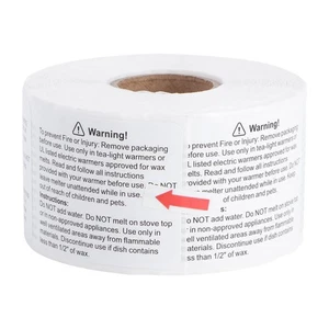 1 Roll Wax Melt Warning Labels Candle Warning Stickers Candle Warning Labels - Picture 1 of 12
