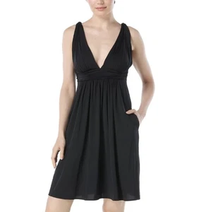 Carmen Marc Valvo Mini Abito Donna Drappeggiato Copricostume, Nero, Piccolo, Prezzo al pubblico consigliato $122 - Foto 1 di 6