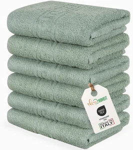 Set 6 Asciugamani Viso E Mani 40X60 Cm –Asciugamani Bagno in 100% Cotone Filato - Foto 1 di 12
