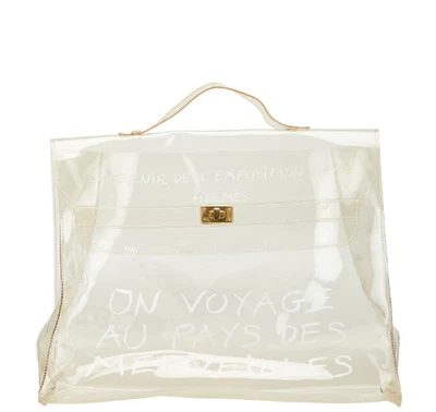 HERMES Vinyl Kelly 40 Hand Beach Bag Clear SOUVENIR DE L'EXPOSITION 1997 - Image 1 of 4